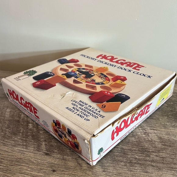 Vintage 90s Holgate Wooden Hickory Dickory Dock Clock Primary Colors Educational - Picture 7 of 7